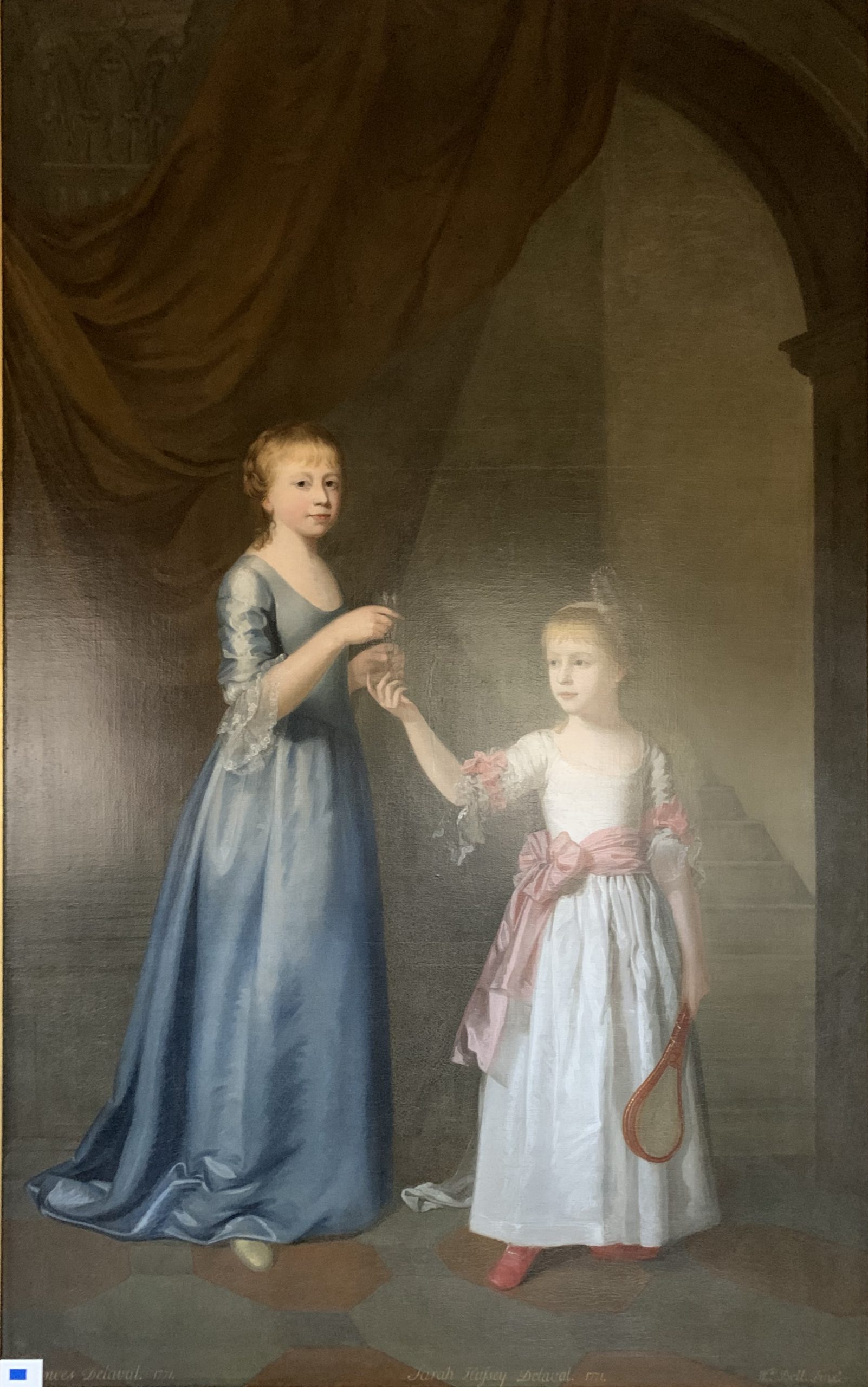 Frances Delaval, later Mrs Fenton Cawthorne, with her Sister, Sarah Delaval, later Countess of Tyrconnel, with a shuttlecock and battledore, in an interior