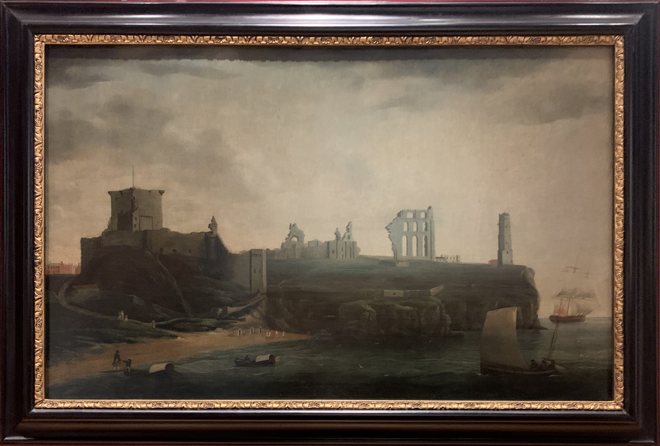 Figures and Bathing Machines in the Bay below Tynemouth Castle